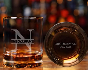 Personalized Groomsmen Whiskey Glass - Groomsmen Gift Idea - Engraved Old Fashion - Best Man Gift - Proposal Gifts - Best Man Whiskey Glass