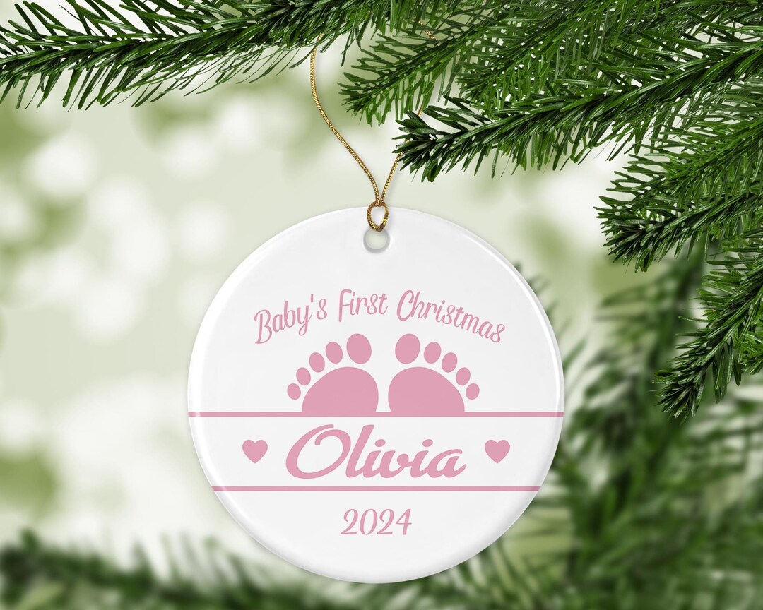Personalized Baby Girl Ornament Baby's First Christmas Ornament Ceramic