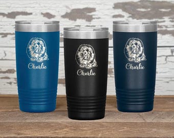 Personalized Tibetan Mastiff Tumbler, Engraved Steel Tibetan Mastiff Tumbler, Tibetan Mastiff Travel Tumbler, Tibetan Mastiff Lover Gift