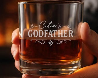 Custom Godfather Whiskey Glass, Personalized Godmother Glass, Special Godparent Gift, Communion Baptism Gift, Best Gift For Godfather