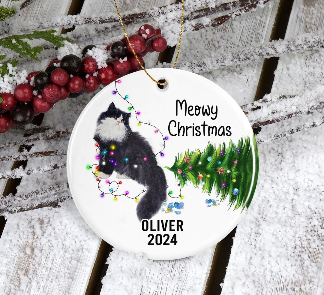 Persian Cat Christmas Ornament, Personalized Meowy Christmas Ornament ...
