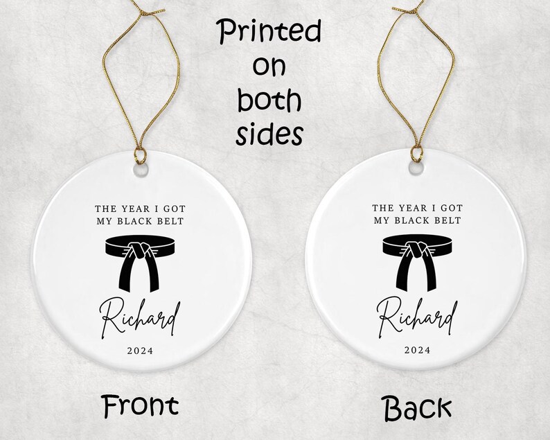 Personalized Karate Ornament Black Belt Gift Taekwondo Belt Ceramic