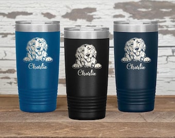 Personalized Golden Retriever Tumbler, Engraved Steel Golden Retriever Tumbler, Golden Retriever Travel Tumbler, Golden Retriever Lover Gift
