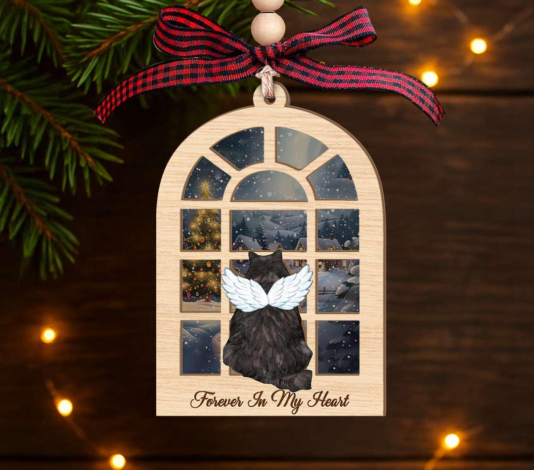 Turkish Angora Cat Memorial Christmas Ornament, 2 Layers of Wood and ...