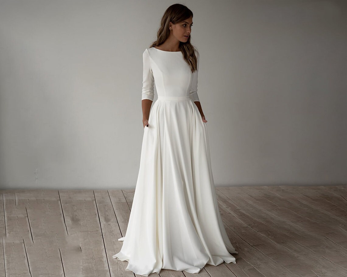 Simple Wedding Dress Custom Size Modest Wedding Dress Etsy