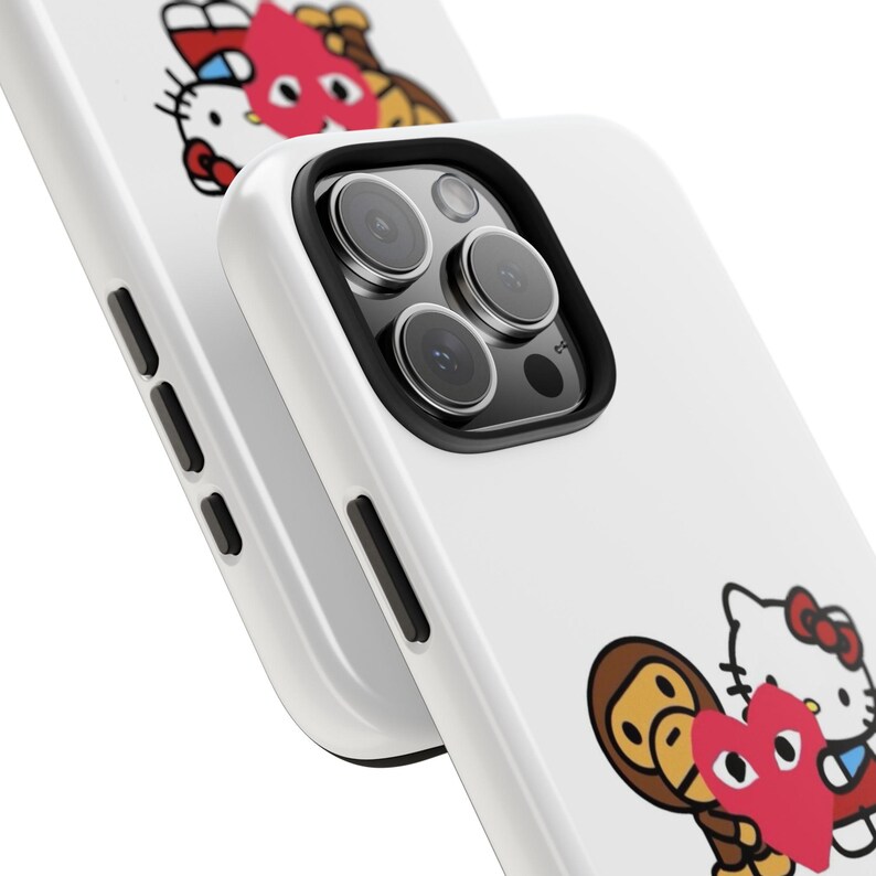 Kawaii Phone Case, Hello Kitty and Bape Collab, Cute iPhone Cover, Trendy Protective Case, Streetwear Accessories image 2