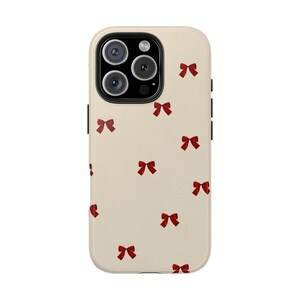 Capa de celular Red Bow Coquette, presente de Natal, capas de celular, acessórios de Natal, capa festiva para iPhone, presente de Natal fofo, proteção