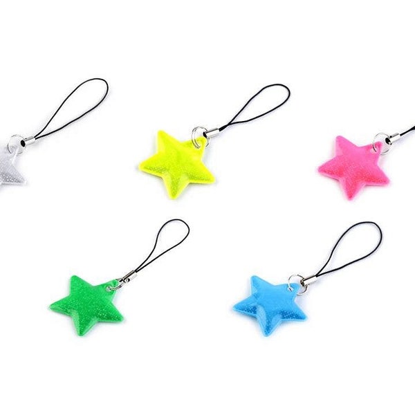 Reflective hanger star ø 3.5 cm selection of bright colors radiates up to 200 meters
