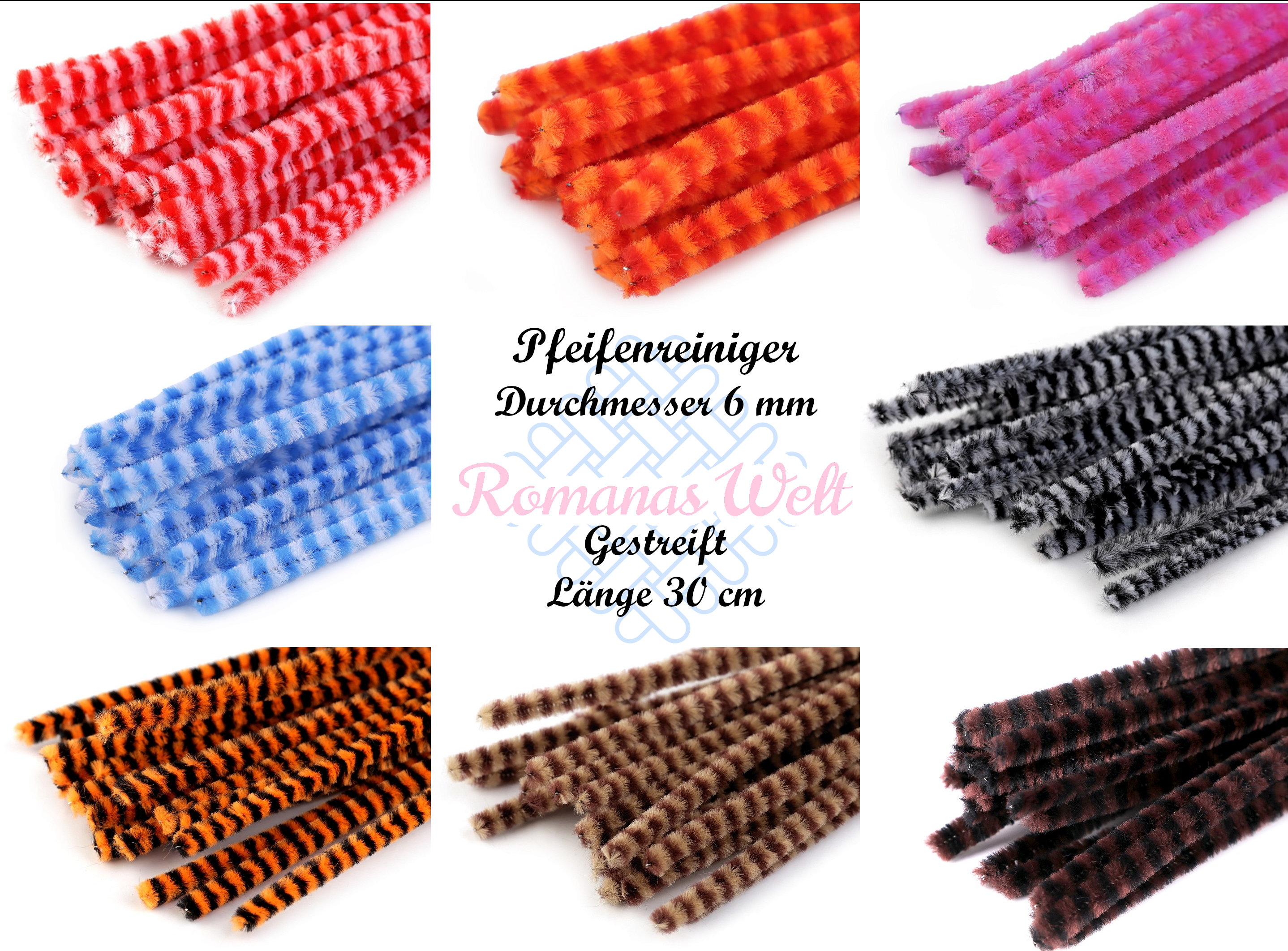 10pc Fuzzy Chenille Wire Sticks 15mm Length Chenille and Wires