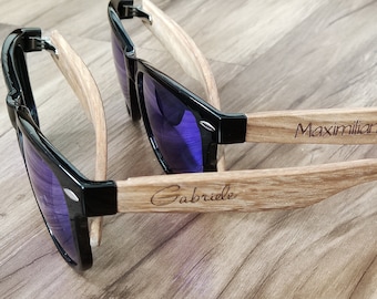 Personalisierbare Brille Holz | Sonnenbrille | Verspiegelt | Polarisiert | Name | Modern