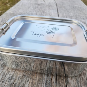 Personalisierbare Brotdose Edelstahl mit Verschluss und Trennsteg | Motiv | Name | Lunchbox