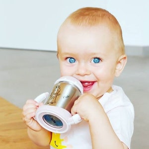 NUK Flasche mit Name Edelstahl auslaufsichere & thermoisolierte Babyflasche hält Getränk lange warm/kalt Personalisierbar Bild 4