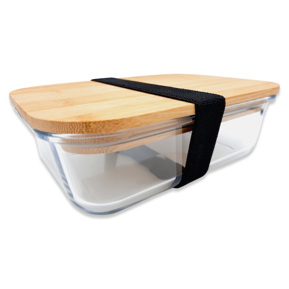 Lunch Box Glass Bamboo Lid 1 Liter Lunch Box 