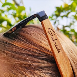 Personalisierbare Brille Holz Sonnenbrille Verspiegelt Polarisiert Name Modern Bild 4