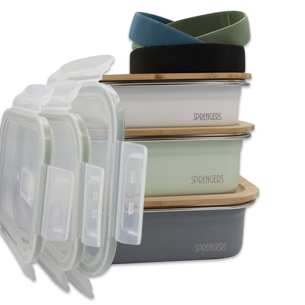 Bento Box 1200 Ml In Acciaio Inox 304 Con Coperchio In Bambù | Personalizzabile Con Nome E Animali | Chiusura A Clip O Cinturino, Ideale Per Scuola E Picnic