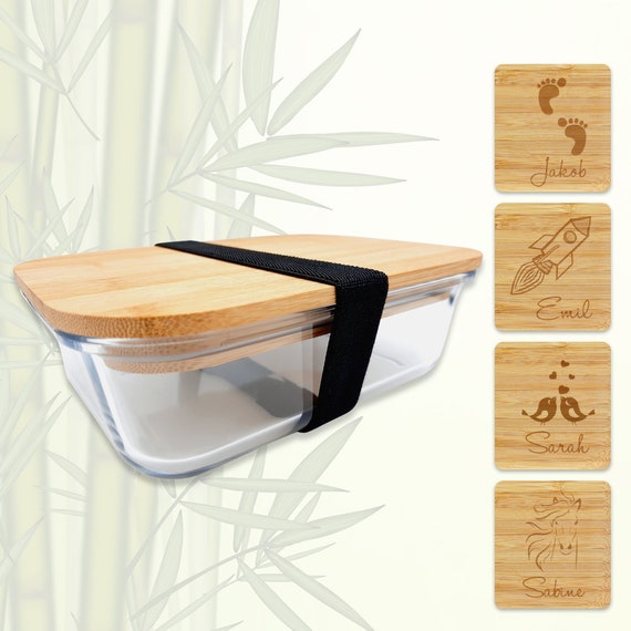 Customizable 1l Glass Lunch Box Bamboo Lid Gift Individual Lunch Box 