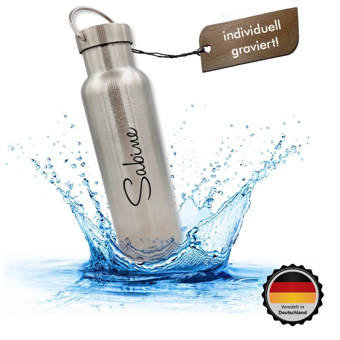 Bigood Sport Gourde Isotherme 304 Acier Inoxydable 500ml Bouteille D'eau Fleur-H