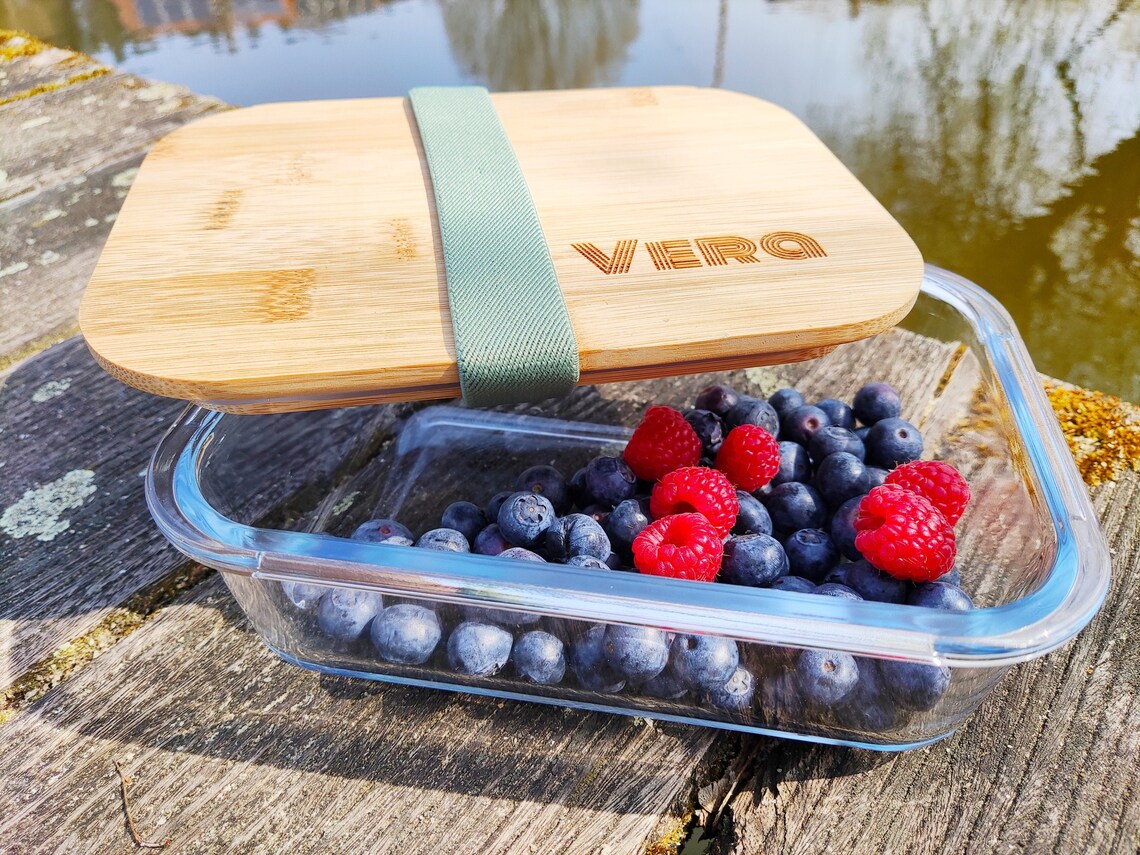 glass lunch box with bamboo lid
