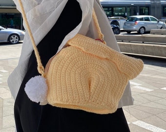 Crochet Bunny Crossbody Bag: Handmade Cotton Purse