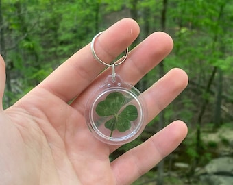 Real Genuine Five Leaf Clover Good Luck Charm Key chain