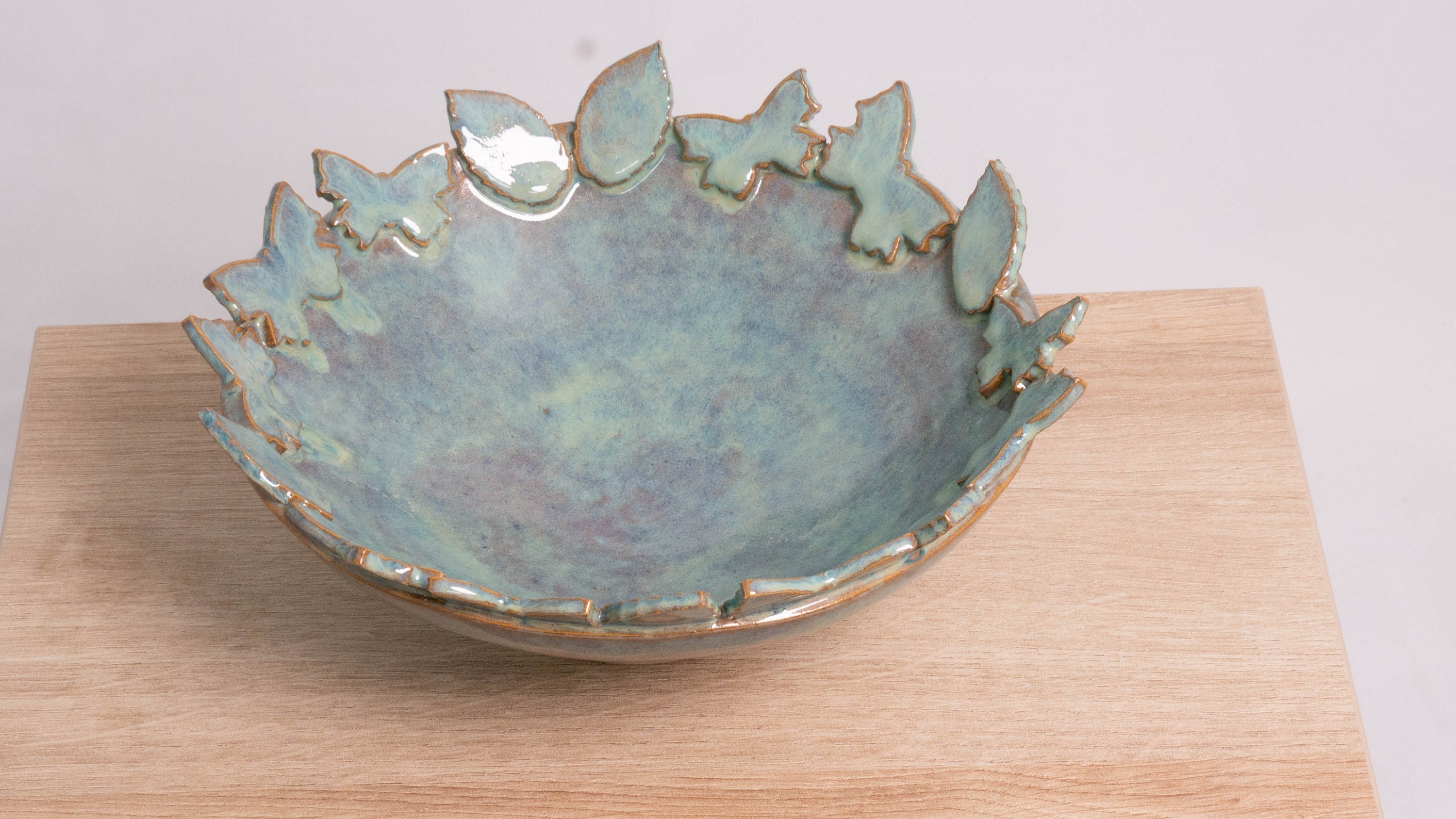 Coupelle Verte Papillon en Céramique 450Ml Fait Main Artisanal