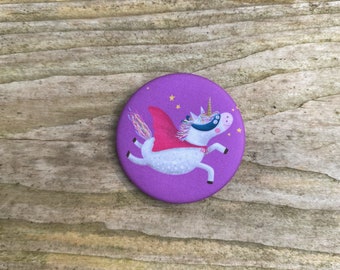 Mitgebsel Kindergeburtstag Einhorn, Button "Einhorn" (matt), Anstecker für Kinderrucksack, Mitgebsel Einhornparty, Ø 37 mm