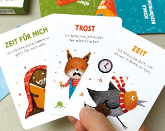 40 needs cards for children in DIN A7 format – “Strong Wishes”: Recognizing feelings & needs, promoting mindfulness