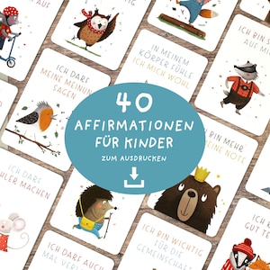 40 affirmation cards for children PDF | Encouragement cards to print | Card format DIN A7 and A6 | Affirmation cards for children | Download