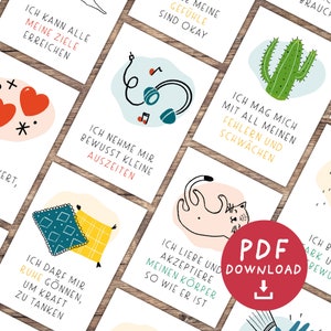 16 carte di affermazione per i giovani | Carte di affermazione amor proprio | Affermazioni per adulti |  Scarica DIN A6 e A7