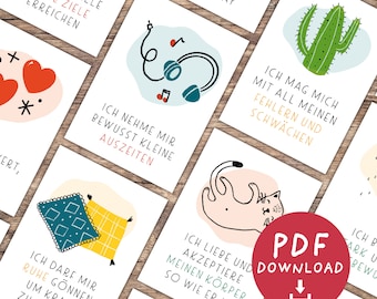 16 affirmation cards for teenagers | Self-love affirmation cards | Affirmations for adults | Download DIN A6 and A7