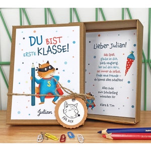 Gift box for the start of school “Fuchs” | School child 2024 | Gift for starting school for a boy | Money gift | personalized with name