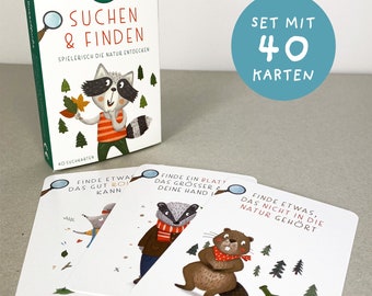 Discovery maps for children: Search and find, treasure hunt & nature scavenger hunt for outdoors (DIN A7, hand-drawn)
