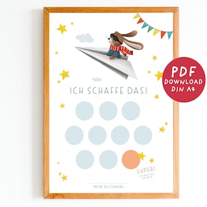 Reward chart bunny child PDF, reward system for children, reward plan for children, I can do it, potty training, DIN A4 download