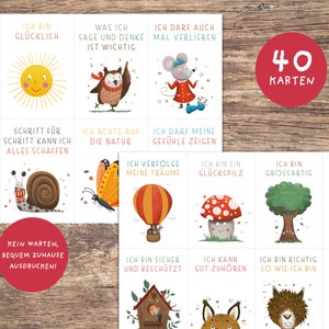 40 affirmation cards for children PDF Encouragement cards to print Card format DIN A7 and A6 Affirmation cards for children Download image 2