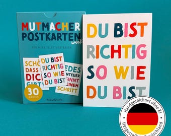Encouraging Postcards for Children – 30 Affirmation Cards Set, White | Gift for Starting School, Birthday | Positively Motivating