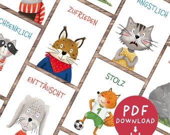 14 Feeling Cards Children PDF | Feelings children's flashcards to print out | Format A7 | Emotion cards | Feelings Cards | Montessori | Download
