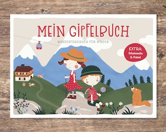 Gipfelbuch | Reisetagebuch Kinder | Wandertagebuch | Wandern Geschenk | Schatzsuche Wald | Spiele & Rätsel | Mitmachbuch | A5