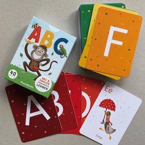 ABC-Kartenset mit 30 Buchstabenkarten und 10 Zahlenkarten, DIN A7