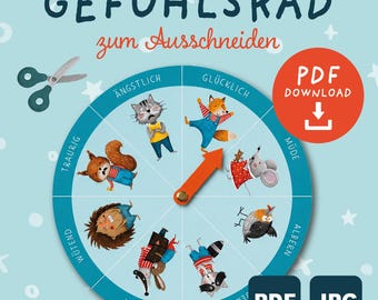 Emotion Wheel for Children (PDF) – Recognizing Emotions with a Rotating Pointer | Kindergarten, School, Therapy | Emotion Cards Supplement (A4, A3)