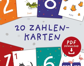 20 Zahlenkarten für Kinder – Zahlen von 1 bis 10 spielerisch verstehen und üben mit handgezeichneten Montessori-Impulsen PDF Download