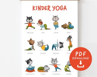Kinder Yoga Poster zum Ausdrucken | Formate A4, A3, A2 | PDF Download