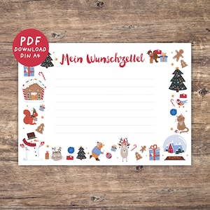 Lista de deseos para niños Navidad | Carta al Niño Jesús | Papá Noel | Descarga digital | Plantilla de impresión PDF