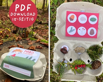 Forest Treasure Hunt Egg Carton | 15-page PDF | Children's Birthday Party Treasure Hunt | Nature Bingo | Treasure Hunt Template | Digital Download