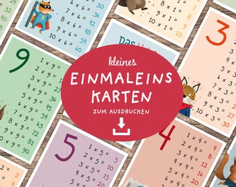 Einmaleins Karten PDF | Das kleine Einmaleins zum Ausdrucken | 1x1 Kinder | Format DIN A6 | Download