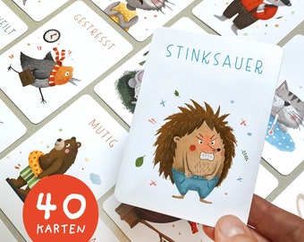 40 Gefühlskarten Kinder | Emotionskarten Kinder | Bedürfniskarten | Gefühlskarten Tiere | Montessori | Format DIN A7
