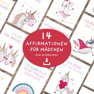 14 Cartões de Afirmação Meninas Unicórnio Arco-Íris PDF | Cartões de incentivo para imprimir | A7 | Incentivos | Baixar cartões de afirmação para crianças