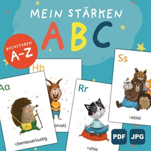 Tarjetas ABC de fortalezas para imprimir | Aprendiendo ABC | Tarjetas didácticas preescolar | Descargar PDF