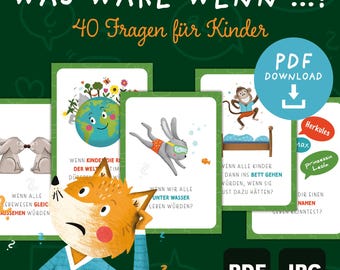 What if...? Printable questions | Question cards for children | Conversation cards for children | PDF download