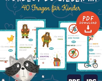 Would you rather…? 40 Conversation Cards/Question Cards for Children – Fun Printable Questions for Enjoyable Conversations (PDF Download)