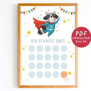 Child reward chart PDF, child reward system, child reward plan, superhero, I can do it, potty training, DIN A4 download